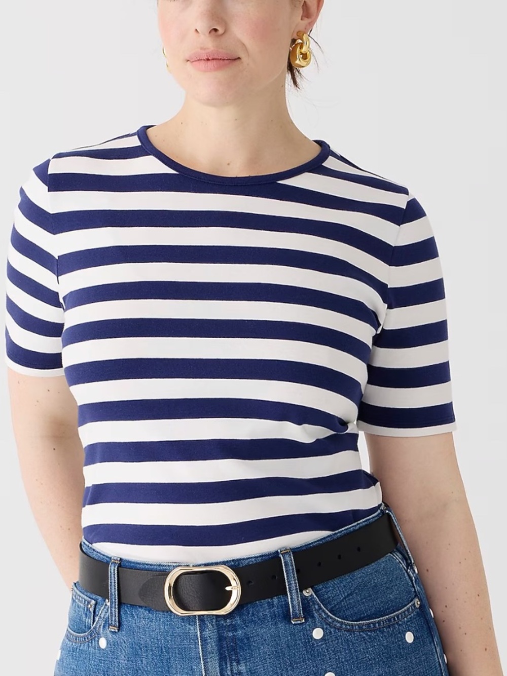 J. Crew Perfect-Fit Elbow-Sleeve T-shirt in Stripe